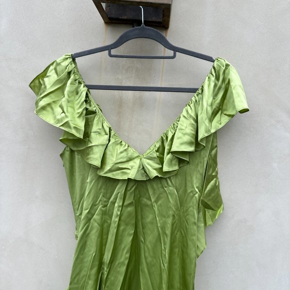 Cinq À Sept Petunia Silk Cocktail Mini Dress Prickly Pear Ruffle Trim Sz 6 - Picture 9 of 11